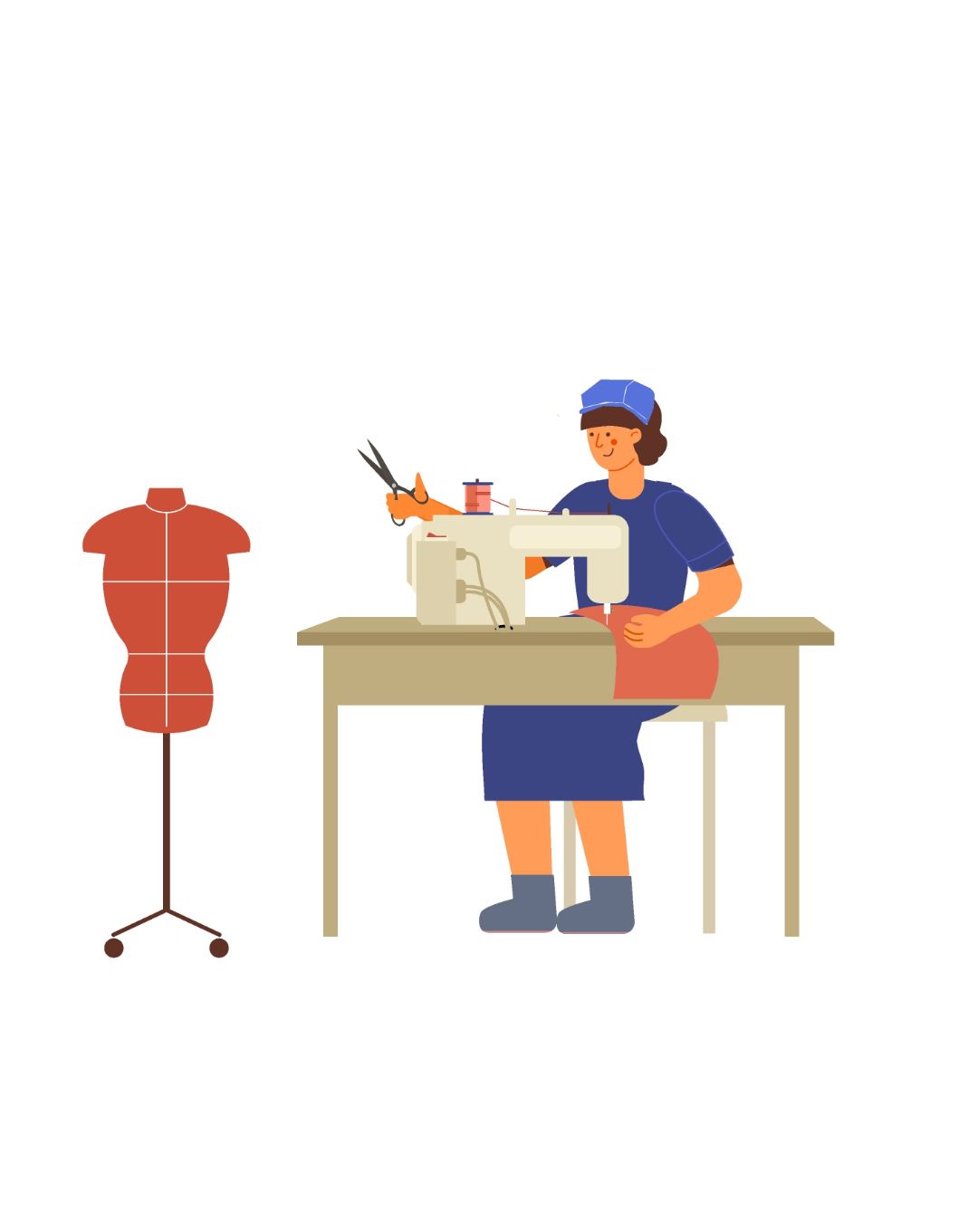 Rachel sewing an alteration on a dress in San Antonio